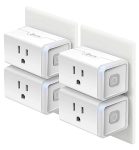 Kasa Smart Plug HS103P4, Smart Home Wi-Fi Outlet Works with Alexa, Echo, Google Home & IFTTT, No Hub Required, Remote Control, 15 Amp, UL Certified, 4-Pack, White