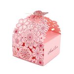 Kslong 50Pcs/Set Flower Butterfly Hollow Candy Box Cookie Gift Boxes Romantic Wedding Favors Cute Chocolate Box for Wedding Bridal Birthday Party Supplies (Pink, S)