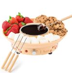 Kusini Fondue Pot Electric Set – 10-oz Chocolate Fondue kit - Temperature Control, Detachable Serving Tray, 4 Forks – Hostess Gift Ideas, Unique Housewarming Gift Set – Birthday Party Ideas