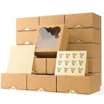 Leafiew 20 Pack 6x6x3 Bakery Boxes with Window – Small Cookie Boxes for Gift Giving – Treat Boxes for Small Cake, Pastry, Strawberries, Dessert, Candy, Charcuterie, Baked Goods and Food (Brown)