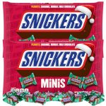 Limited Edition Christmas Snickers Minis, Festive Milk Chocolate with Peanuts, Caramel, and Nougat, Individually Wrapped Candy, 10.48 Ounces (Pack of 2)