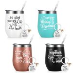 LiqCool 4 Pcs Employee Appreciation Gifts, Team Staff Appreciation Thank You Gifts for Employees Coworkers Women Men, 12 Oz Multi-color Insulated Stainless Steel Wine Tumbler with Lid and Straw