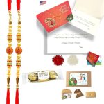 LOVENSPIRE Rudraksh Rakhi Gift Hamper, Rakhi For Brother, Ferrero Rocher/Ghirardelli/Kitkat, Raksha Bandhan, Rakhi Bracelet, Modern Rakhi, Gift