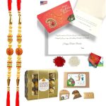 LOVENSPIRE Rudraksh Rakhi Gift Hamper, Rakhi For Brother, Ferrero Rocher/Ghirardelli/Kitkat, Raksha Bandhan, Rakhi Bracelet, Modern Rakhi, Gift