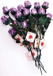 Madelaine Chocolate One Dozen Lavender Sweetheart Roses - Premium 1/2 OZ Solid Milk Chocolate Roses Wrapped in Italian Foils - Chocolate Flower Bouquet (Pack of 12 Roses)