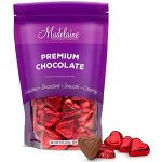 Madelaine Solid Premium Milk Chocolate Mini Hearts Wrapped In Italian Foil (Red, 1/2 LB)