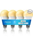 meross Smart Light Bulb, Dimmable Wi-Fi LED Bulb Compatible with Apple HomeKit, Siri, Alexa, SmartThings, A19 E26 Warm White 2700K, 810 Lumens 9W 60W Equivalent, No Hub Required, 4 Pack