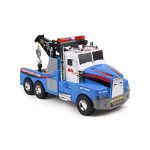 Mighty Fleet Motorized Tow Truck Toy w/Lights & Sounds, Motorized Winch, Traffic Cones, Realistic Design & Batteries Included - Age 3+