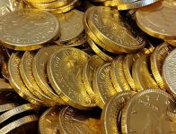 Milk Chocolate Coins - 50 count Individually Wrapped in Gold Foil Half Dollar Size Coins