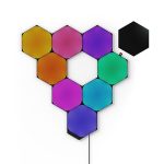 Nanoleaf Shapes WiFi and Thread Smart RGBW 16M+ Color LED Dimmable Gaming and Home Decor Wall Lights Smarter Kits (Black Hexagons Smarter Kit (9 Pack))