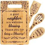 Neighbors Gifts for Women Best Neighbor Ever Gift New Housewarming Ideas for Moving Away Birthday Christmas Appreciation Gift for Neighbor New Neighbor Kitchen Cutting Boards with Utensil Set C007