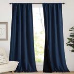 NICETOWN 100% Blackout Blinds, Laundry Room Decor Window Treatment Curtains, Thermal Insulated Energy Smart Drapes and Draperies for Villa, Hall and Studio (Navy, Set of 2, 52 inches x 95 inches)