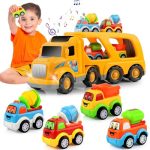 Nicmore Construction Truck Toddler Toys Car: Toys for 2 3 4 Year Old Boy 5 in 1 Carrier Toys for Kids Age 2-3 2-4 | 18 Months 2 Year Old Boy Christmas Birthday Gifts