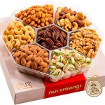 Nut Cravings Gourmet Collection - Holiday Christmas Mixed Nuts Gift Basket in Red Gold Box (7 Assortments, 1 LB) Xmas Arrangement Platter, Birthday Care Package - Healthy Kosher USA Made