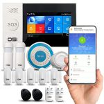 【OSI Wireless WiFi Smart Home Security DIY Alarm SYSTEM-14 Piece】 DIY Home Wi-Fi Alarm Kit with Motion Detector,Notifications with app,Door/Window Sensor, Siren,Compatible with Alexa,NO Monthly Fees