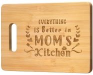 Pandasch Gifts for Mom, Best Mom Birthday Gifts - Personalized Engraved Bamboo Cutting Board - Unique Mothers Day or Christmas Gift for Mom from Daughter Son - Everything Is Better in Mom's Kitchen