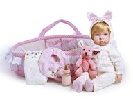 Paradise Galleries Realistic Reborn Girl Doll with Bassinet, Original Paradise Galaries' Doll Collections, 17" Christmas Holiday Doll Gift w/ 9-Piece Doll Accessories - Molly & Fluffy