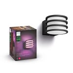 Philips Hue Lucca Outdoor Wall Light, Black - E26 White and Color Ambiance LED Smart Color-Changing Bulb - 1 Pack - Control with Hue App and Voice - Weatherproof