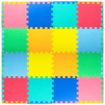 ProSource Puzzle Solid Foam Play Mat for Kids - 16 tiles with edges, Assorted