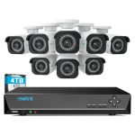 REOLINK 4K Security Camera System, RLK16-800B8 8pcs H.265 PoE Wired with Person Vehicle Detection, 8MP/4K 16CH NVR with 4TB HDD for 24-7 Recording