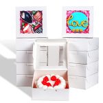 RomanticBaking 21PCS 5x5x2 Inch Bakery Boxes,Cookie Boxes with Window, Pastry Boxes for Macaroon Dessert Cupcake Donut Pastry Muffins