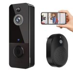 SHARKPOP Wireless Doorbell Camera with AI Detection, HD Live View, Night Vision Home Security System, Battery Power, 2-Way Audio PIR Motion Detection 2.4G WiFi Cloud Storage, Chime Ringer Included