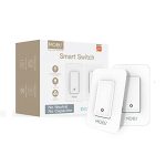 Smart Light Switch No Neutral Wire, No Capacitor, No hub Required Single Live Wire Push Button, Tuya Smart Life App Remote Control Work with Alexa and Google Home, White Minimum 7W, 2 Pack