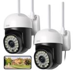 SSYING 2PCS Surveillance Outdoor Security Cameras, 5G/2.4G Wi-Fi Wireless 1080P Dome Home Cam with Phone App, 360°View Pan/Tilt, Color Night Vision, 2-Way Audio, IP66 Waterproof, Motion Detection