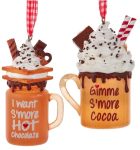 The Bridge Collection 3.75" S'More Hot Chocolate Mug Ornaments - Set of 2 - Home for the Holidays - Christmas Tree Ornaments - Chocolate Christmas Tree Ornaments - Dessert Ornaments - Hot Cocoa Orname