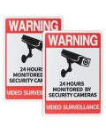 Thten 24 Hour Video Surveillance Sign, 14"×10" Security Camera Sign Warning for CCTV Recording System,Indoor Or Outdoor Use for Home Yard Business 2 Pack