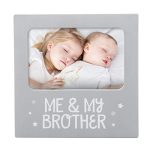 tiny ideas Me & My Brother Picture Frame, Nursery Décor, Gender-Neutral Baby Frame, Perfect Siblings Gift, Baby Keepsake Photo Frame, 4" x 6" Frame, Tabletop Easel Back, Gray