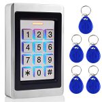 Toncont Door Access Control System, Stand Alone Password Door Keypad + 5PCS ID Keyfobs, Support 2000 Users, Wiegand 26, Garage Door/Gate Opener, IP68 Waterproof, Backlight, Zinc Alloy Metal Case