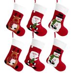 Toyvian Christmas Stockings 6PCS Personalised Christmas Stockings Red Felt Christmas Holiday Stockings Xmas Stockings Hanging Bags for Christmas Decorations