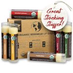 USDA Organic Lip Balm 6-Pack by Earth's Daughter Stocking Stuffers - Fruit Flavors, Beeswax, Coconut Oil, Vitamin E - Best Lip Repair Chapstick for Dry Cracked Lips - Moisturizing Lip Care