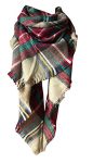 Wander Agio Womens Warm Scarf Triangle Shawls Large Scarves Stripe Plaid Fichu Triangle Camel Colour 7