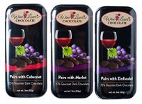 Wine Lover's Chocolate 3-Tin Gift Set, Pair with Cabernet, Merlot, Zinfandel, 10.5-Ounce Gift Set