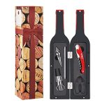 Wine Opener Accessories Gift Set - 5 Pcs Wine Bottle Corkscrew Screwpull Kit by Kato, Great Valentine's Gifts, Red