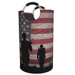 YISUMEI Laundry Basket with Handles Clothes Hamper Collapsible Durable Dirty Clothes Storage Laundry Organizer Vintage American Flag Soldier Pattern (Red and Black)