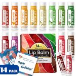  Yopela 14 Pack Natural Lip Balm in Bulk with Vitamin E and Coconut Oil - Moisturizing, Soothing, and Repairing Dry and Chapped Lips - 14 Flavors - Non-GMO - With Gift Card