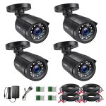 ZOSI 1080P 4 Pack HD TVI Security Bullet Cameras Outdoor Indoor Weatherproof with 24pcs IR LEDs 80ft Night Vision for 720P/1080N/1080P/5MP/4K HD TVI AHD CVI Analog Surveillance CCTV DVR Systems