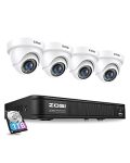 ZOSI 3K 5MP Lite H.265+ Home Security Camera System with AI Human Vehicle Detection, 8 Channel Surveillance DVR and 4 x 1080p Weatherproof CCTV Dome Camera Outdoor Indoor, 80ft Night Vision, 1TB HDD