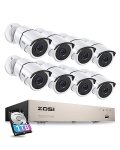 ZOSI 3K Lite Home Security Camera System with Audio,AI Human/Vehicle Detection,Night Vision,8 Channel H.265+ CCTV DVR with 1TB HDD,8pcs 1920TVL Indoor Outdoor Surveillance Cameras,for 24/7 Recording