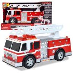 Sunny Days Entertainment Maxx Action 12’’ Large Fire Truck – Lights and Sounds Vehicle with Extendable Ladder | Motorized Drive and Soft Grip Tires | Red Firetruck Toys for Kids 3-8
