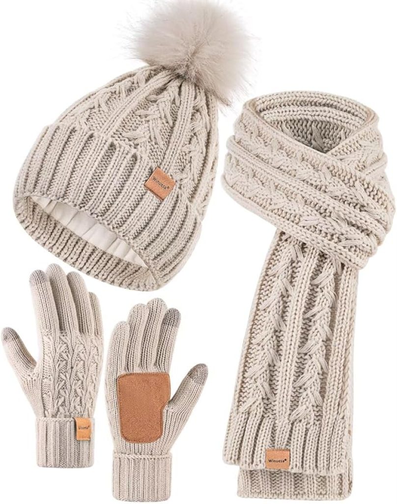 Winter Beanie, Scarf & Touchscreen Gloves Set